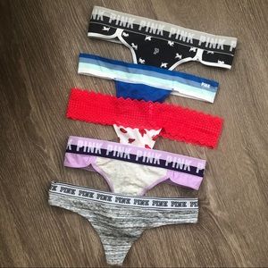 Set of 5 Small Pink Victoria’s Secret Thongs